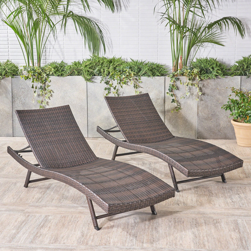 Modern Pe Chaise Lounge - 28.16" Wide, 39.00" High, Brown Multi Lounges In , Iron, Adjustable Seat Back, 600Lb Capacity
