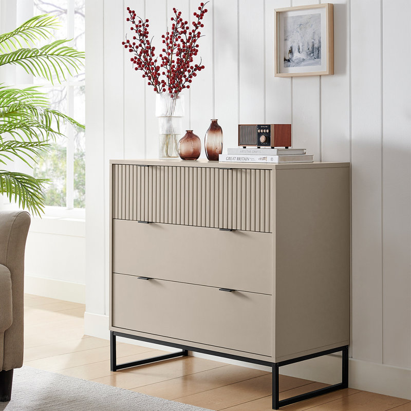 78cm W 3 - Drawer Chest of Drawers, Beige