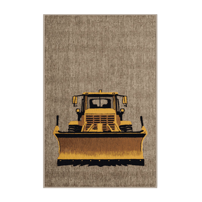 Machine Washable Transportation Brown Area Rug, Rectangle 6 pi x 9 pi