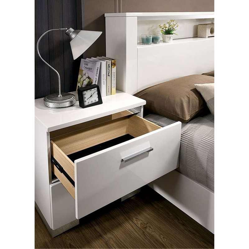 Table de chevet avec USB, White
