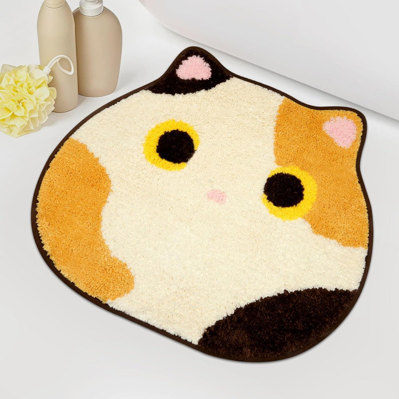 Calico Cat Soft Bath Mat - 20x22" | Non-Slip for Bathroom/Kitchen/Bedroom | Home Decor