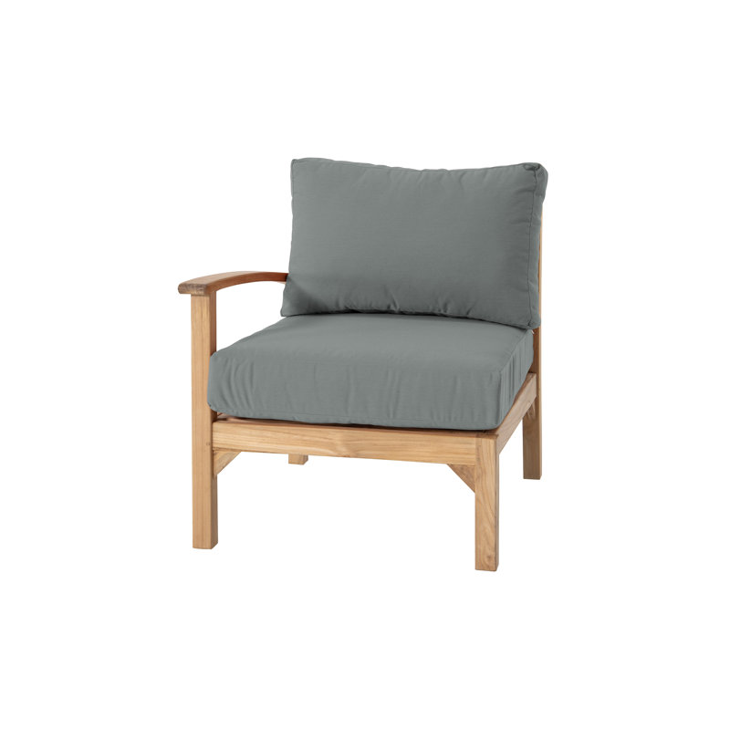 Fauteuil club d'extérieur en teck Huntington, Gris anthracite
