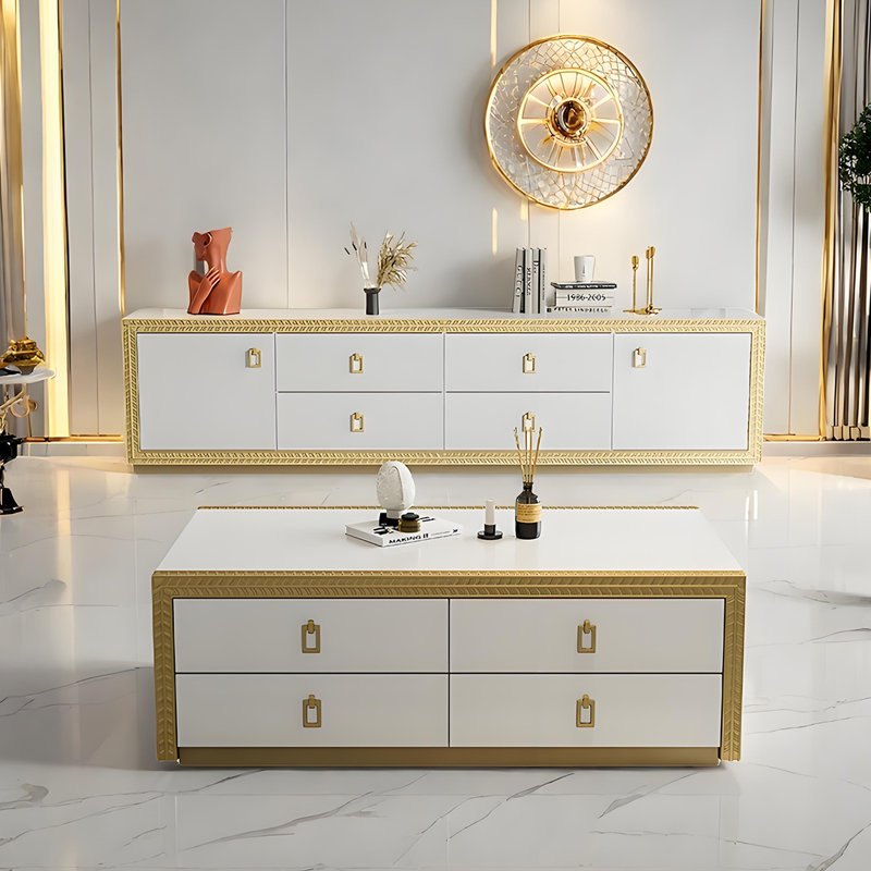 Solid Wood Coffee Table TV Stand Set