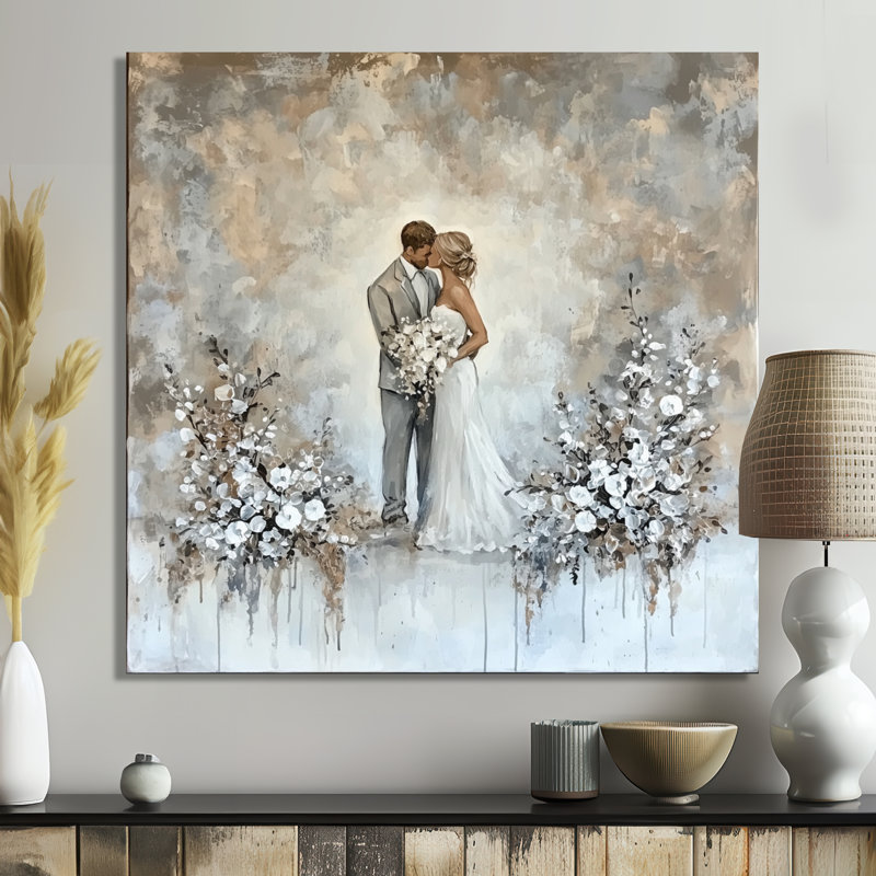 Couple, mariage, célébration I - Art mural célébration, impression sur métal moderne, H 16 po x l 16 po