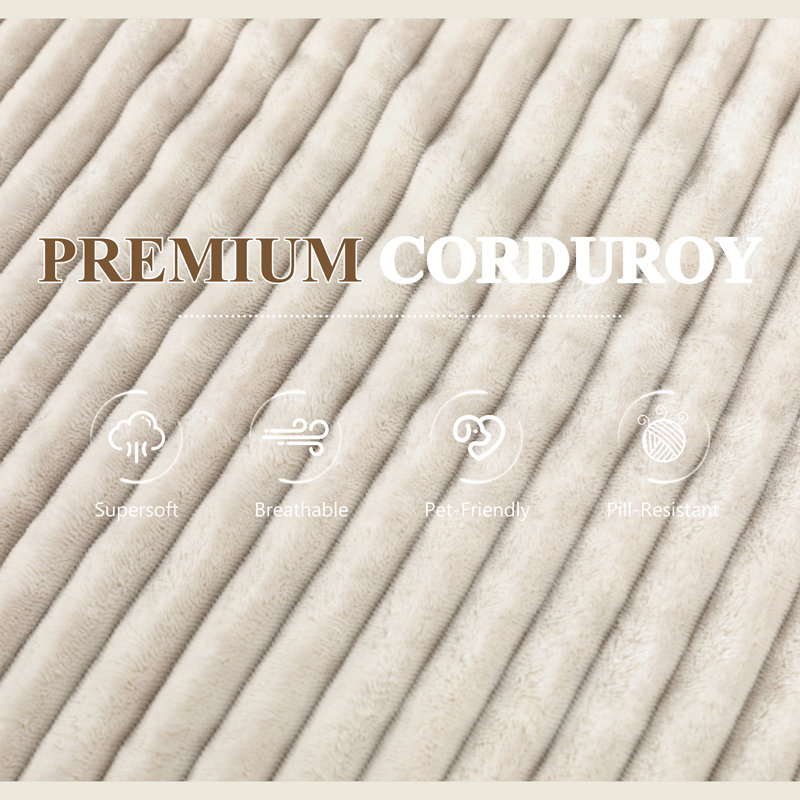  104.3" Upholstered Cloudy Sectional, Beige Corduroy 