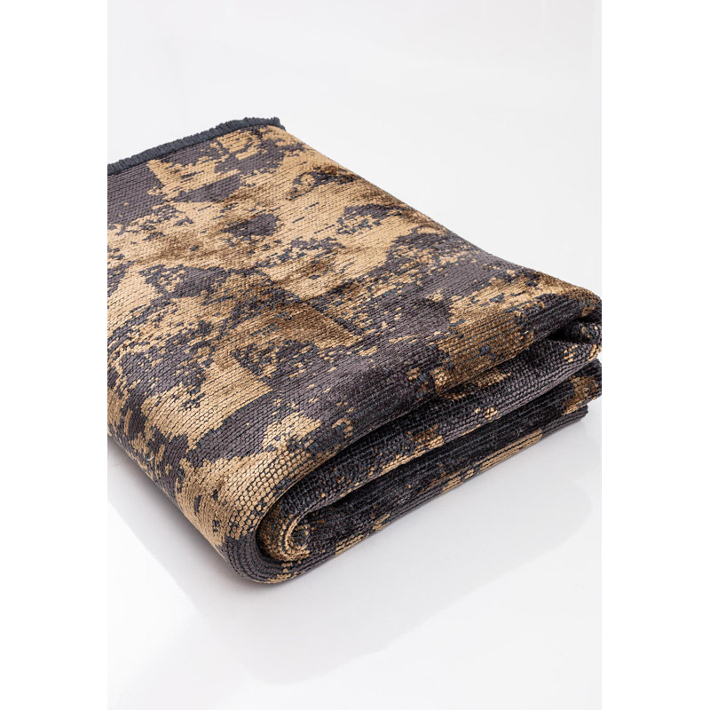 Rapture Abstract Area Rug in Brown, Rectangle 6'7" x 8'3"