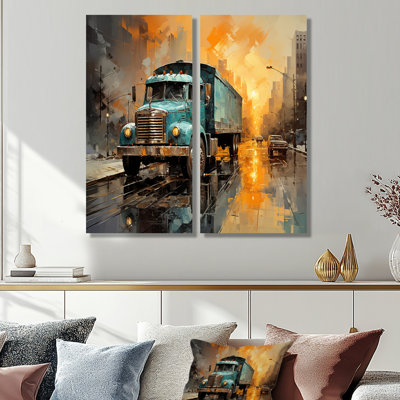 Camion de livraison brun I 1930 - impressions sur toile jaunes