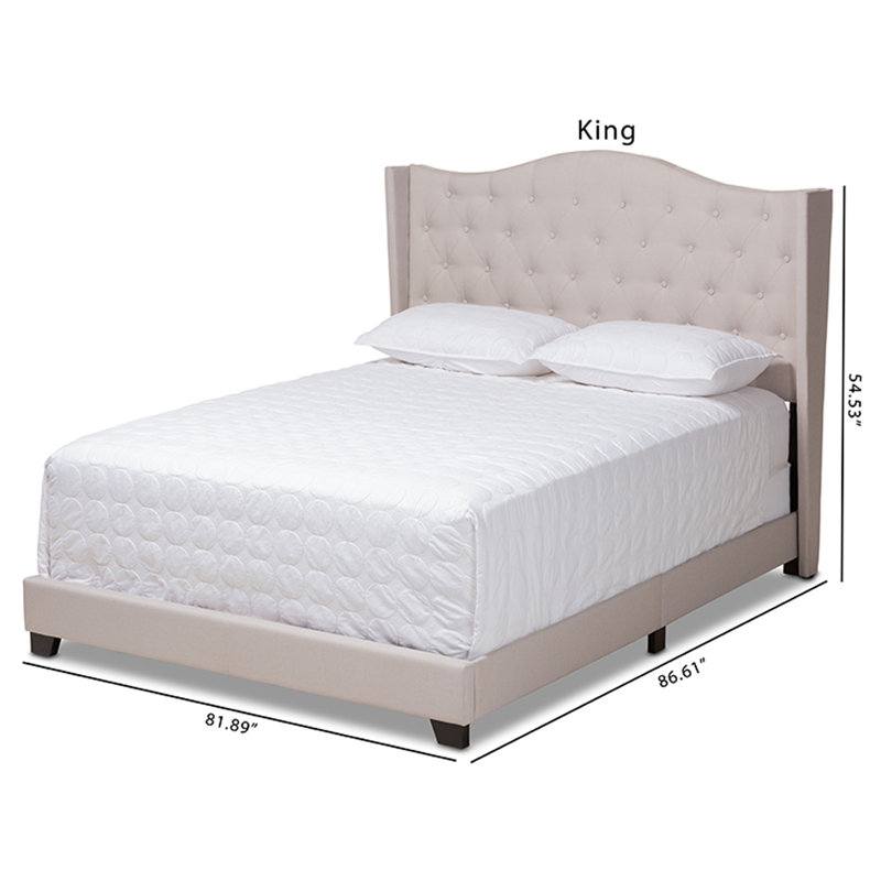 Lit tapissier capitonné standard Aghanliss, Beige, Très grand