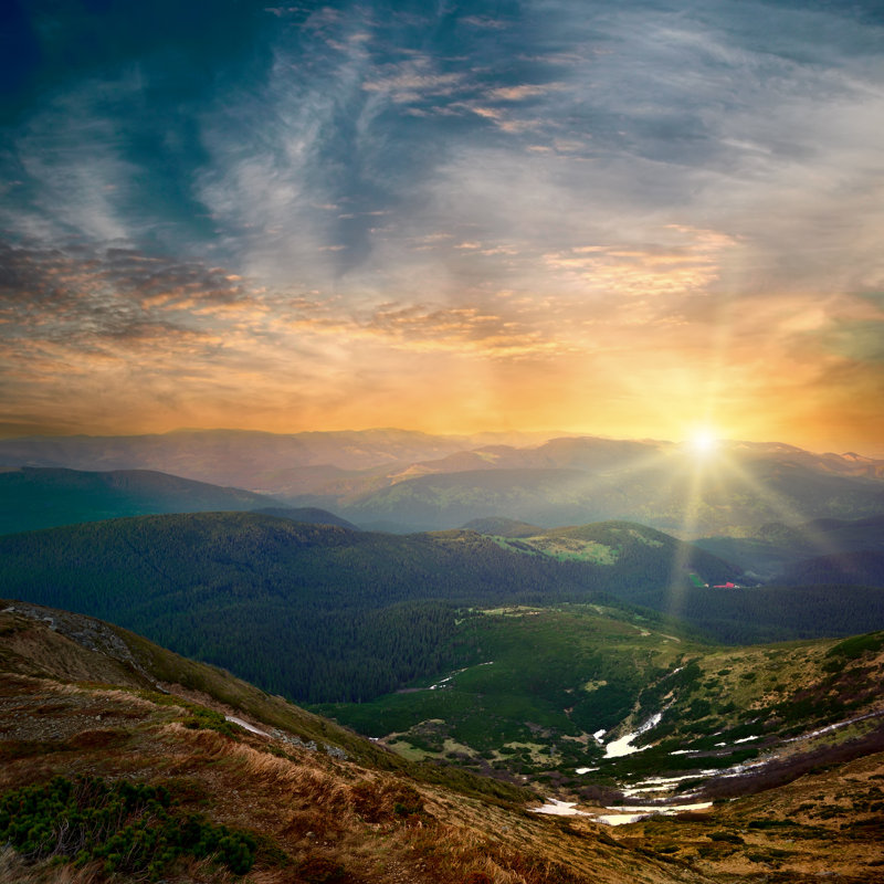 Majestic Mountain Sunset, 76cm H x 76cm W x 3.8cm D