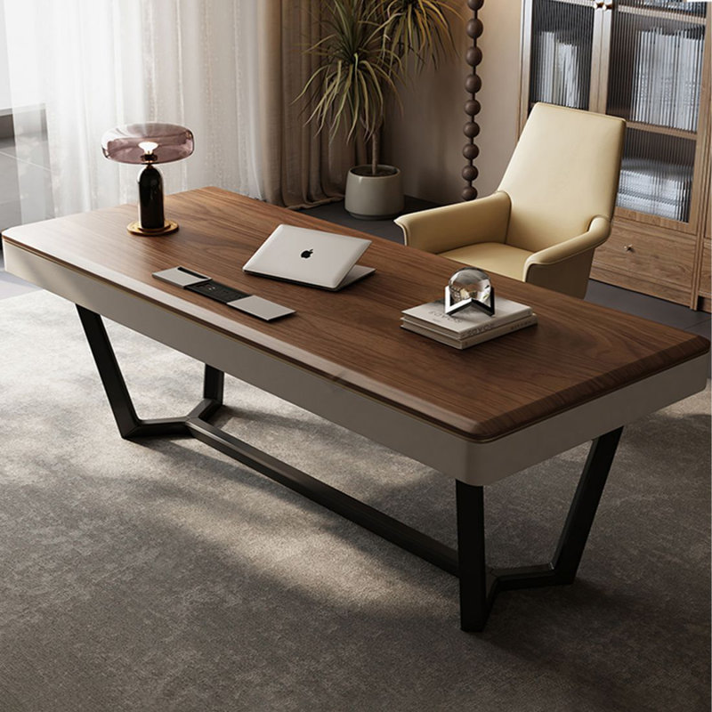 Bureau d'écriture avec tiroirs en noyer manufacturé, 29.53"H*78.74"W*27.56"D