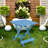 Blue Portable Solid Wood Patio Folding Table - For Backyard, Balcony Outdoor Wood, Portable,