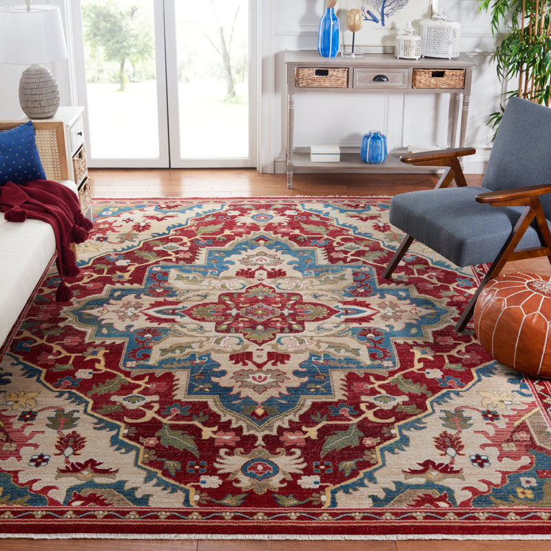 Tapis rouge Kurtz, Rectangle 8 pi x 10 pi, Red/Beige