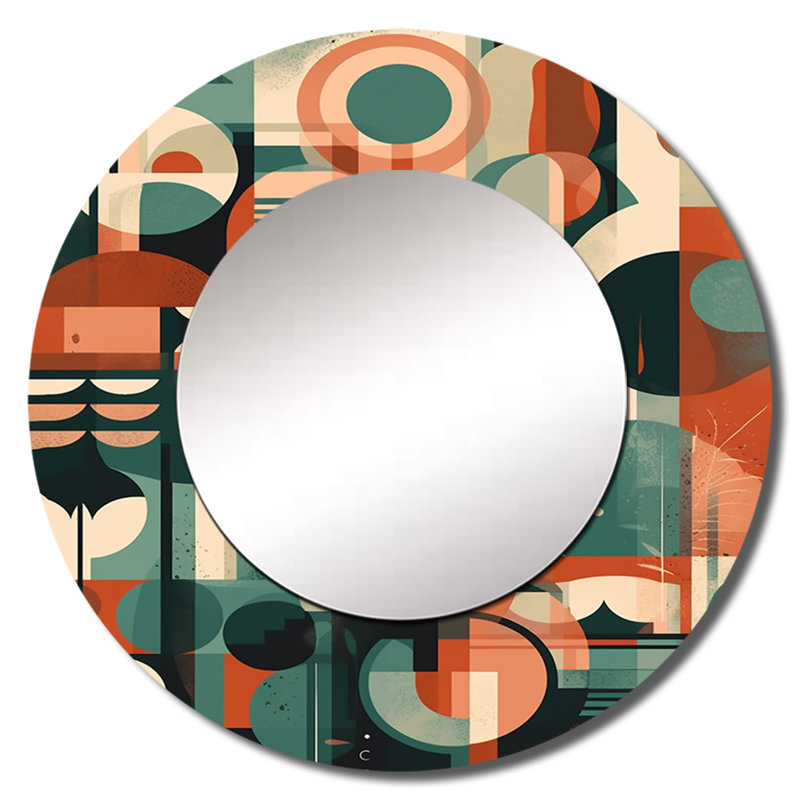 Onkar Mid Century Artistic Transformations II - grand miroir mural moderne de style Mid-Century, 36 po x 36 po