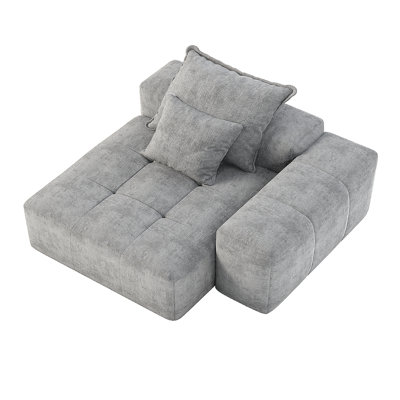 Modern extra-large modular sofa, shimmering Chenille fabric cushion sofa with two pillows, DIY integrated plush sofa, no assembly required