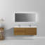 Meuble-lavabo flottant 4 tiroirs Lucille l 60 po x P 21 po en noyer doré miel avec double lavabo et plateau blanc-119296977