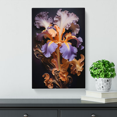 Iris Flower Baroque No.3 - Wrapped Canvas