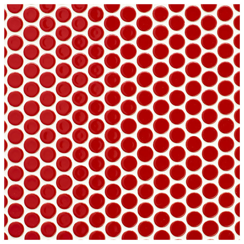 Ceramic Penny Round Mosaic Wall & Floor Tile, Red