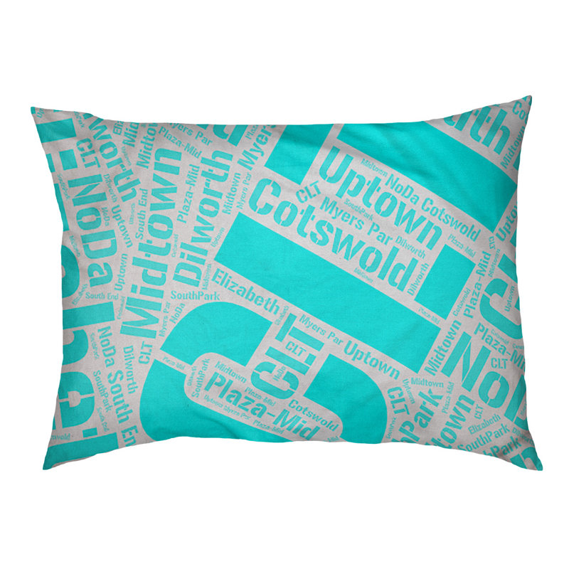 Coussin de chien « districts », Très grand (H 17 po x l 50 po x P 40 po), Cyan, Charlotte