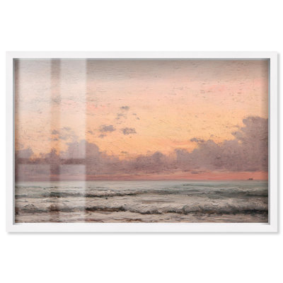 Sunken Glow IV Shadowbox Print Coastal Wall Decor by Art Remedy, White Frame, 25 x 17