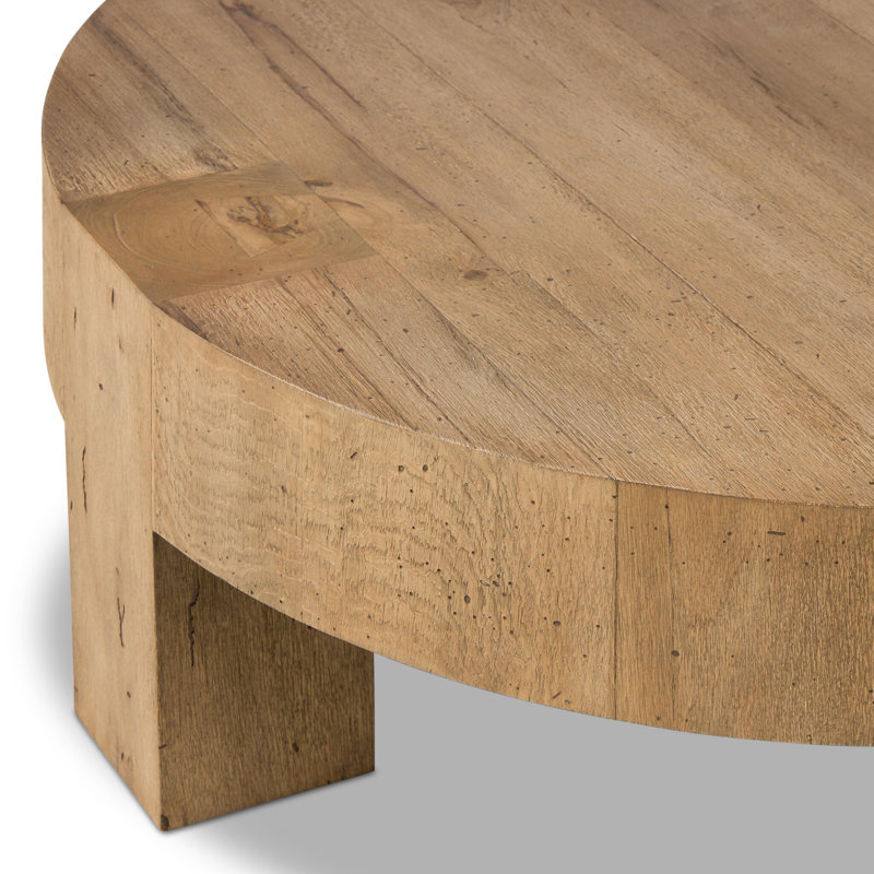 Abaso Round Coffee Table-Rustic Wormwood Oak, Rustic Wormwood Oak, 15" H x 55" W x 55" D