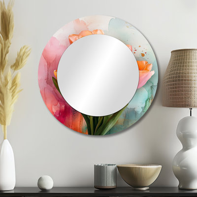 Aquarelle, tulipes, bouquets d'émotion - Art mural miroir traditionnel - imprimé sur métal