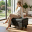 Banc repose-pieds rectangulaire avec couvercle à charnière, repose-pieds en similicuir pour le salon, la chambre à coucher, le vestibule, 28,5 po x 19 po x 17,5 po-1081251193