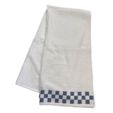Bath Towel With French Blue Check Border