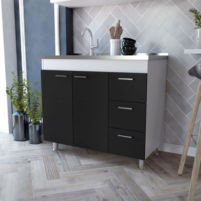 Armoire Ferretti, trois tiroirs, porte double, quatre pieds