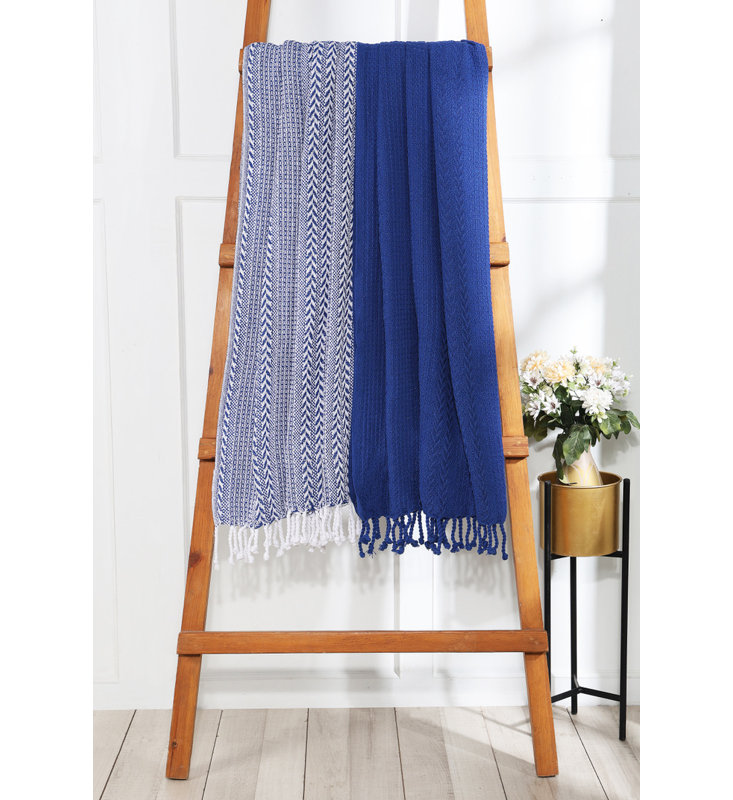 Jeté luxueux 100% coton, Bleu
