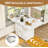47" Wood Folding Dining Table with storage rack and cabinet, Removable Entryway Table