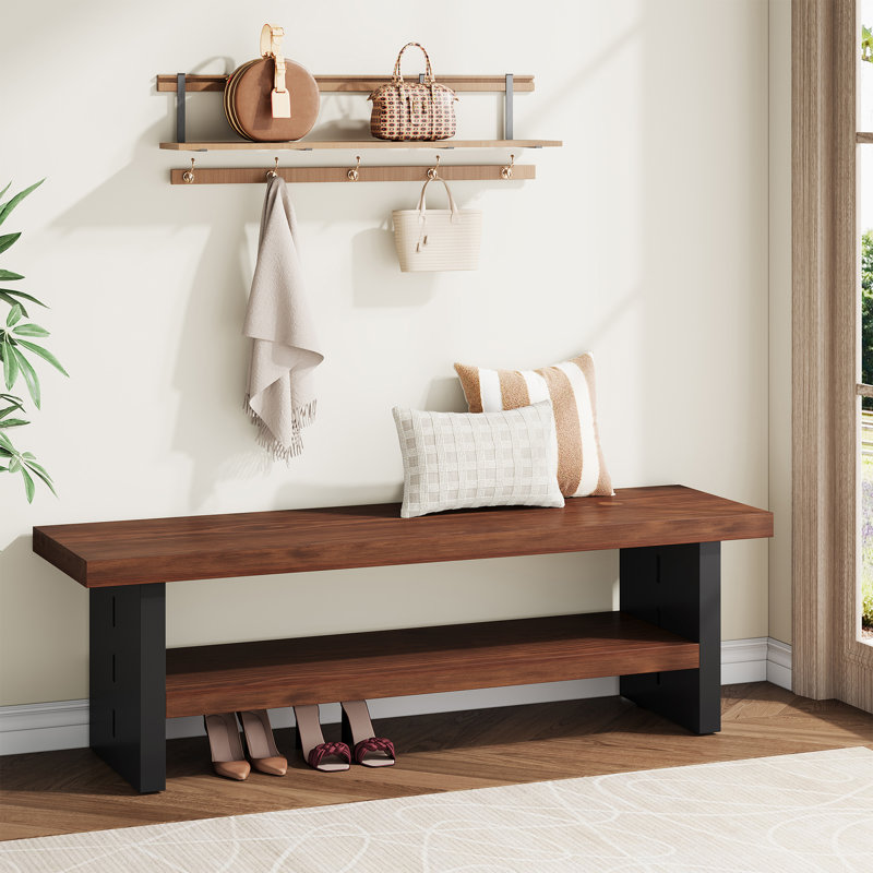 47" Solid Wood Entryway Bench