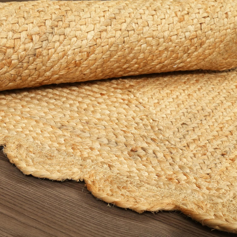 Tapis tressé en jute Savi Home, bordure festonnée, naturel, Rectangle 24 " x 36 "