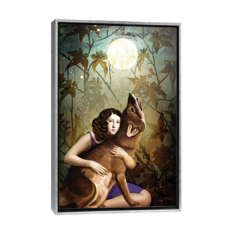 La lune II par Catrin Welz-Stein - reproduction, H 48 po x l 32 po x P 1,5 po, Toile avec cadre argenté, Pas de tapis