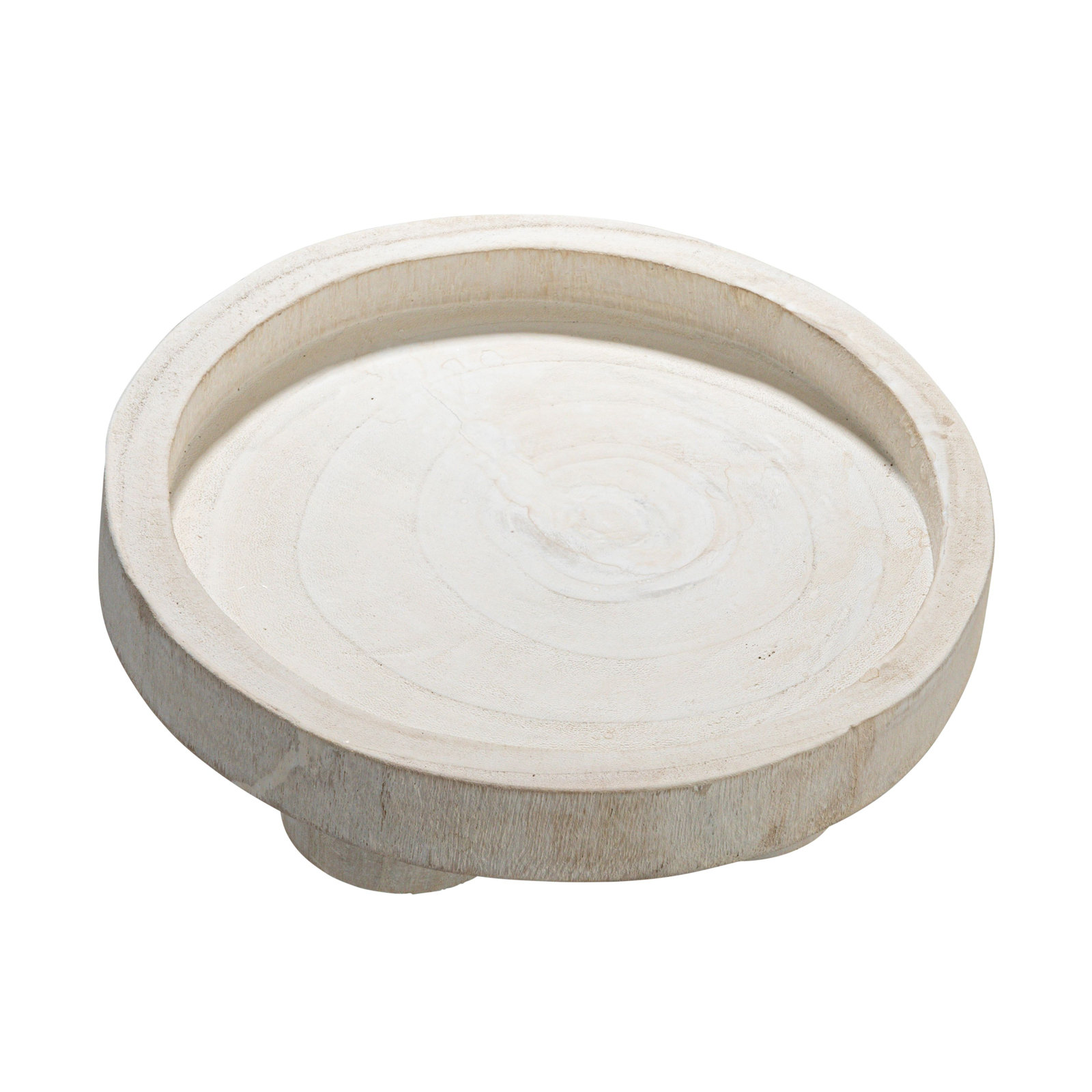 Paulownia Wood Dessert Pedestal Tray, White Washed