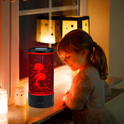 Lampe de table Jellyfish avec télécommande, lumière d'ambiance à changement de couleur pour la détente, décoration intérieure, chambre d'enfant et espaces de vie modernes