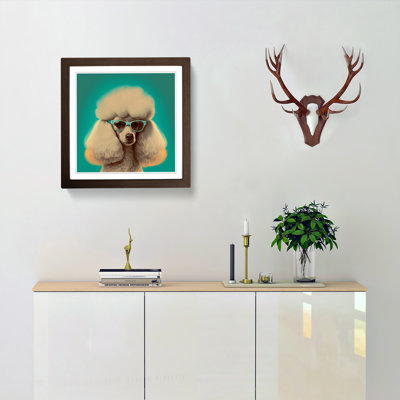 Poodle Mid-Century - Single Picture Frame Print on Wood