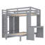 Lit superposé double très grand / double avec bureau, structure en bois massif, tablettes intégrées et garde-robe, lit inférieur amovible, gris-1758747957-1758747962
