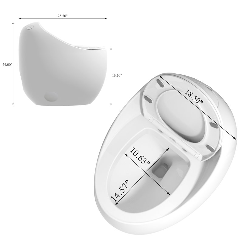 1-piece 1.28 Gpf Single Flush Egg Shape Toilet In Glossy White