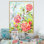 Roses rétro en fleurs avec libellule - décoration murale traditionnelle sur toile