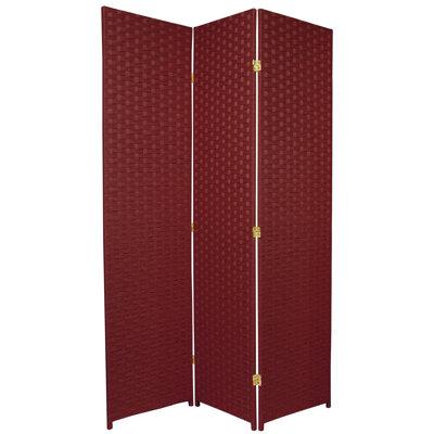 6 Ft. Tall Woven Fiber Room Divider - Special Edition - Burgundy - 3 Panel