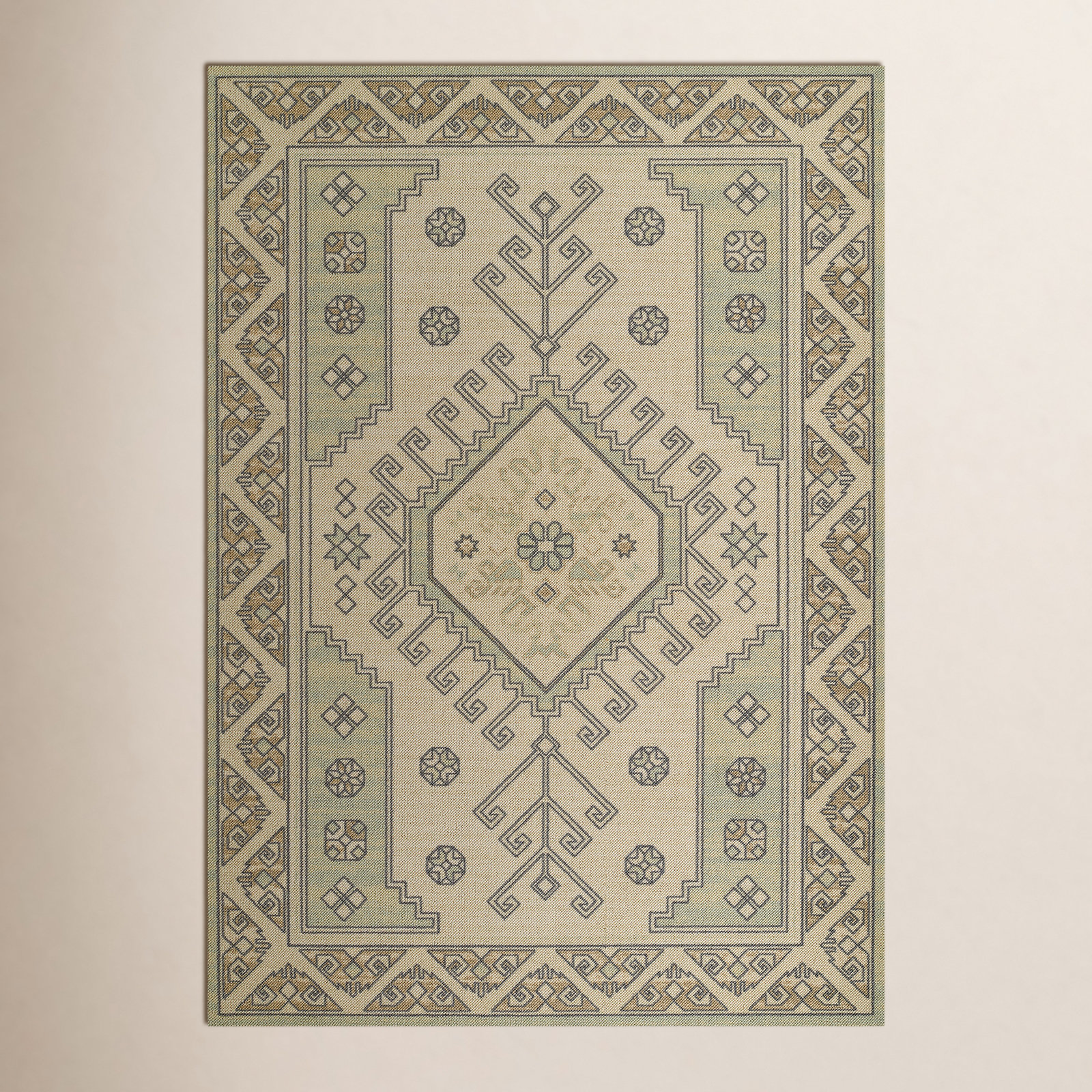 Aldona Sage Beige Oriental Rug, Rectangle 7'9" x 9'10"
