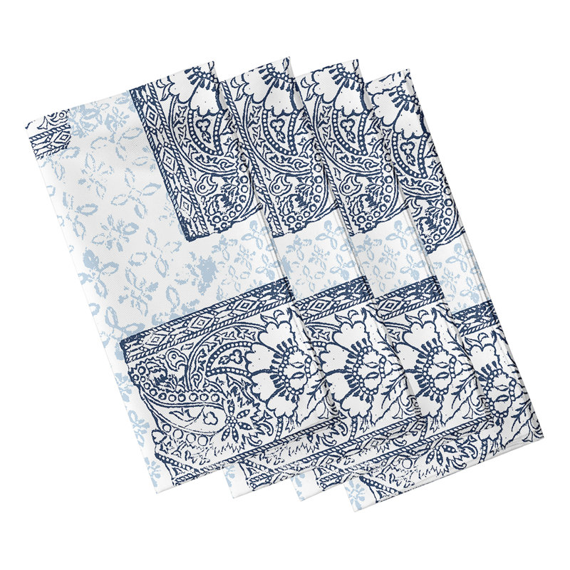 Castleman Polyester Patchwork Square Napkin, Navy Blue