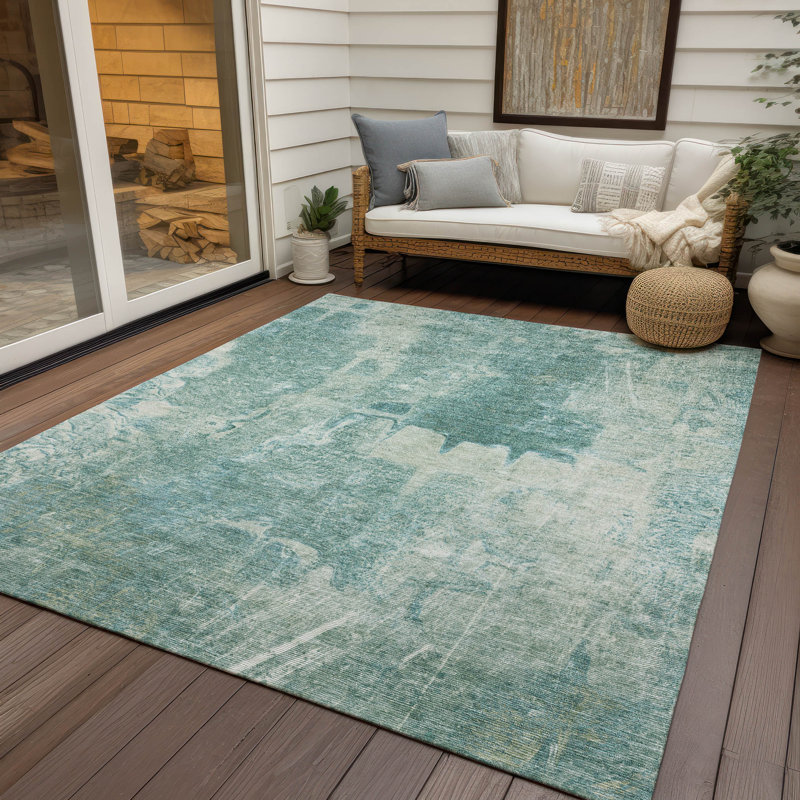 Tapis abstrait lavable à la machine intérieur / extérieur ACN2226 Lafferty, Rectangle 5 pi x 7 pi 6 po