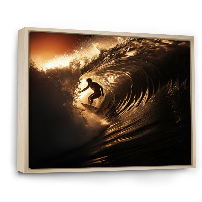 Wave Photo Surfers Paradise I - Nautical & Beach Canvas Wall Art, 12" H x 20" W, Cadre naturel flottant