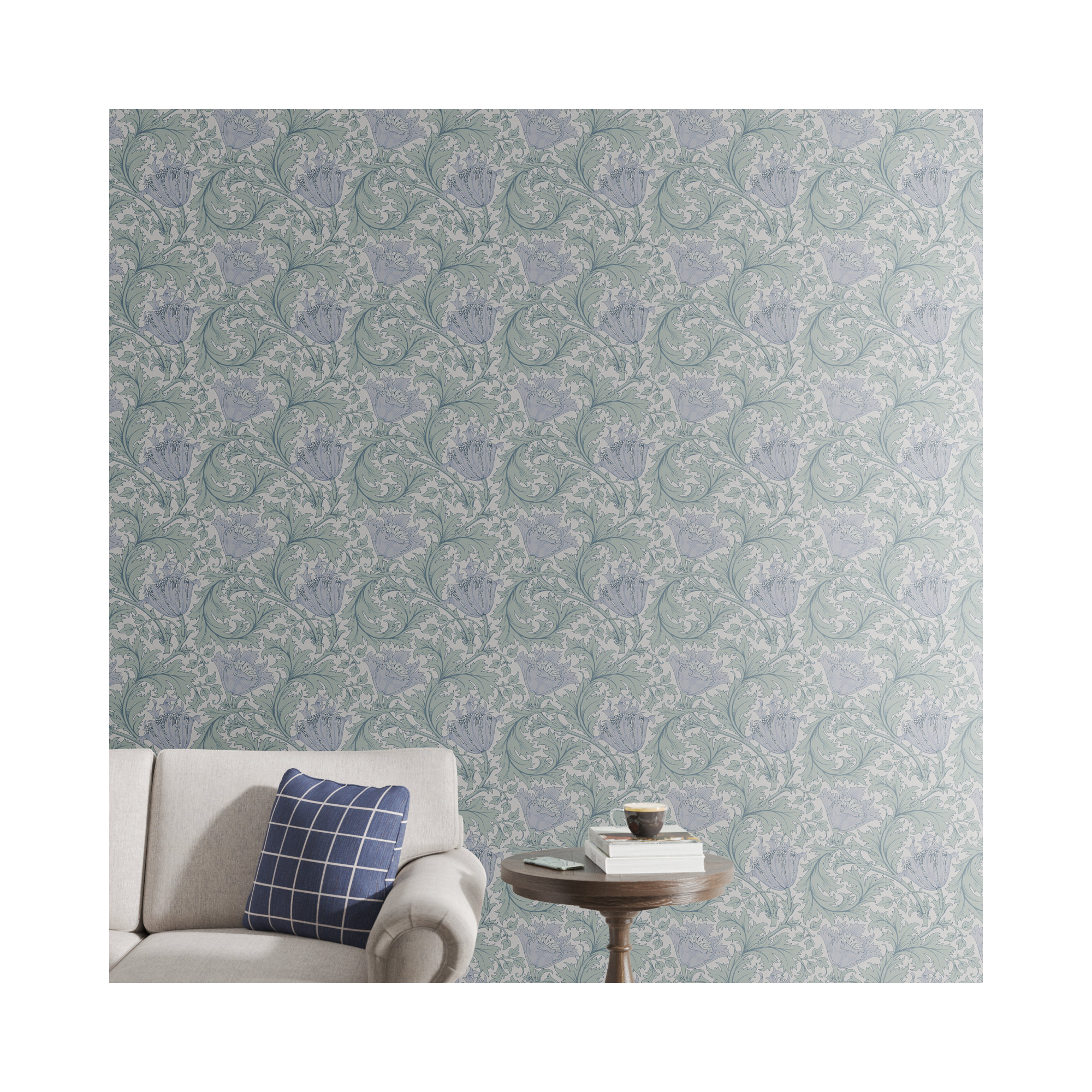 Anemone Floral Wallpaper, Blue