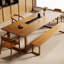 Table de salle à manger rectangulaire en bois massif brun-108225479