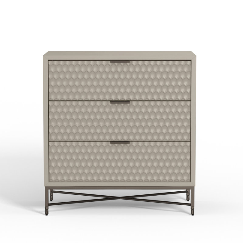 Commode 3 tiroirs l 32 po, Gris taupe