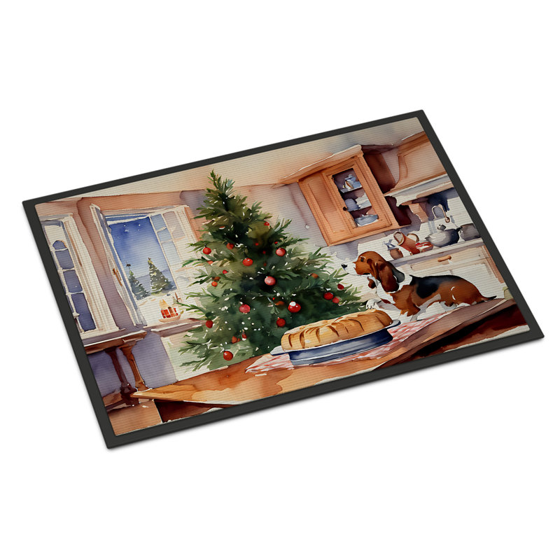 Paillasson Basset Hound Christmas Cookies DAC3725, L 18 po x L 27 po