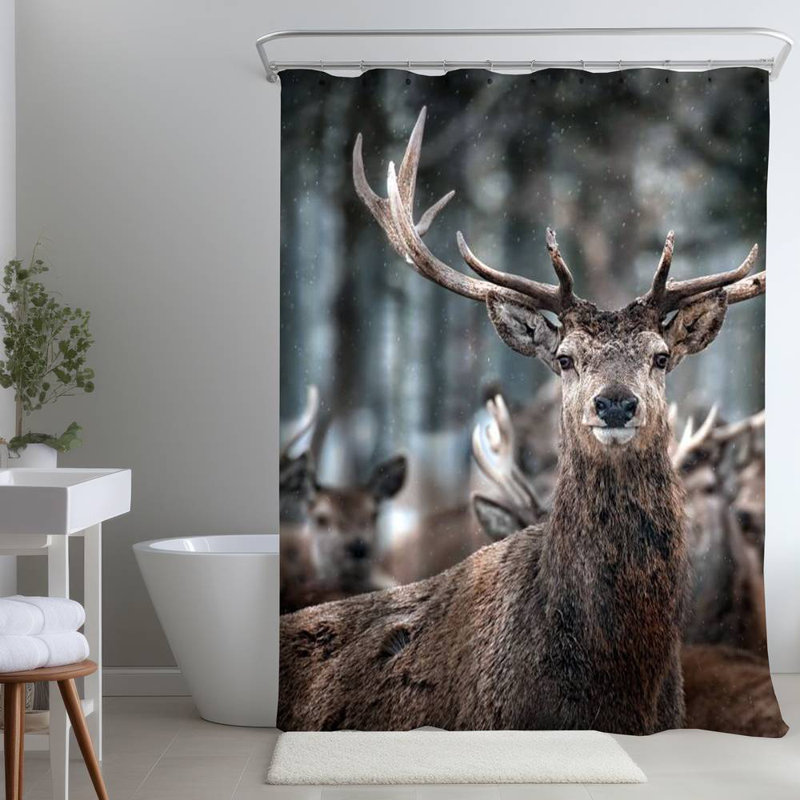 Shower Curtain PH3 – Polyester Shower Curtain, Dye Sublimation Print, 71" W × 74" L