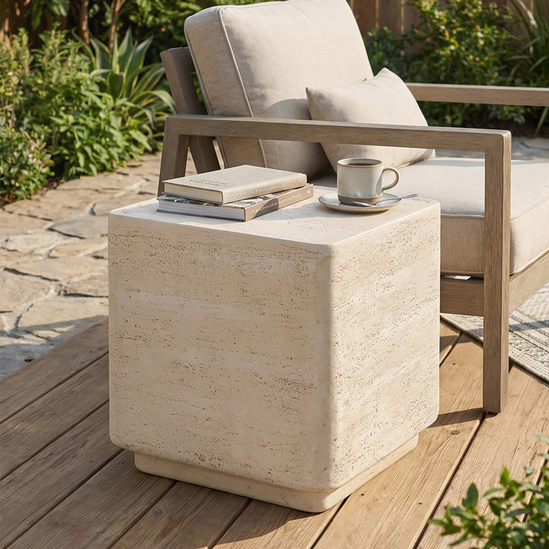 Outdoor Patio MGO Side Table, Beige 382T